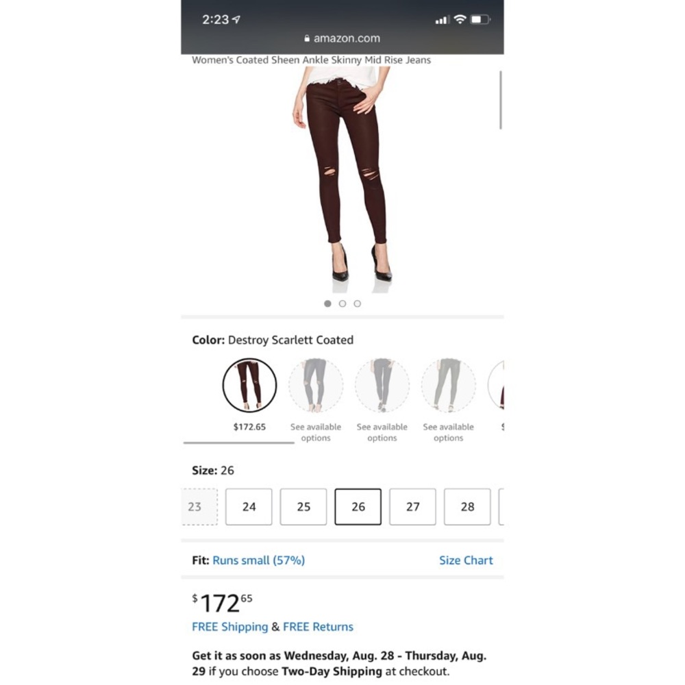 7 For All Mankind™  dark red size 26 coated jeans